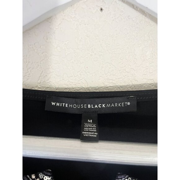 White House Black Market Womens Sleeveless Pleated Hem Mini Dress Medium Beaded - Picture 4 of 13